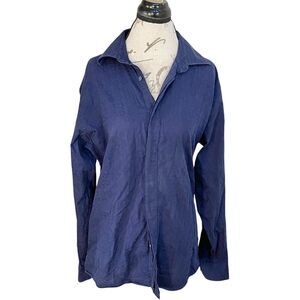 Ben Sherman Mens Shirt Size Large Button Down Front Blue Textured Long Sleeve